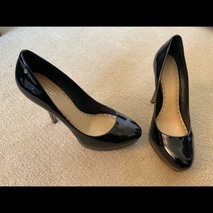 Coach Platform Heels in Black Patent Leather